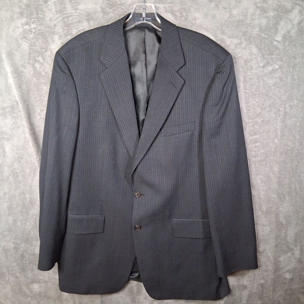 Polo University By Ralph Lauren Blazer 44 T Black White Blue Stripes Sport‎ Coat